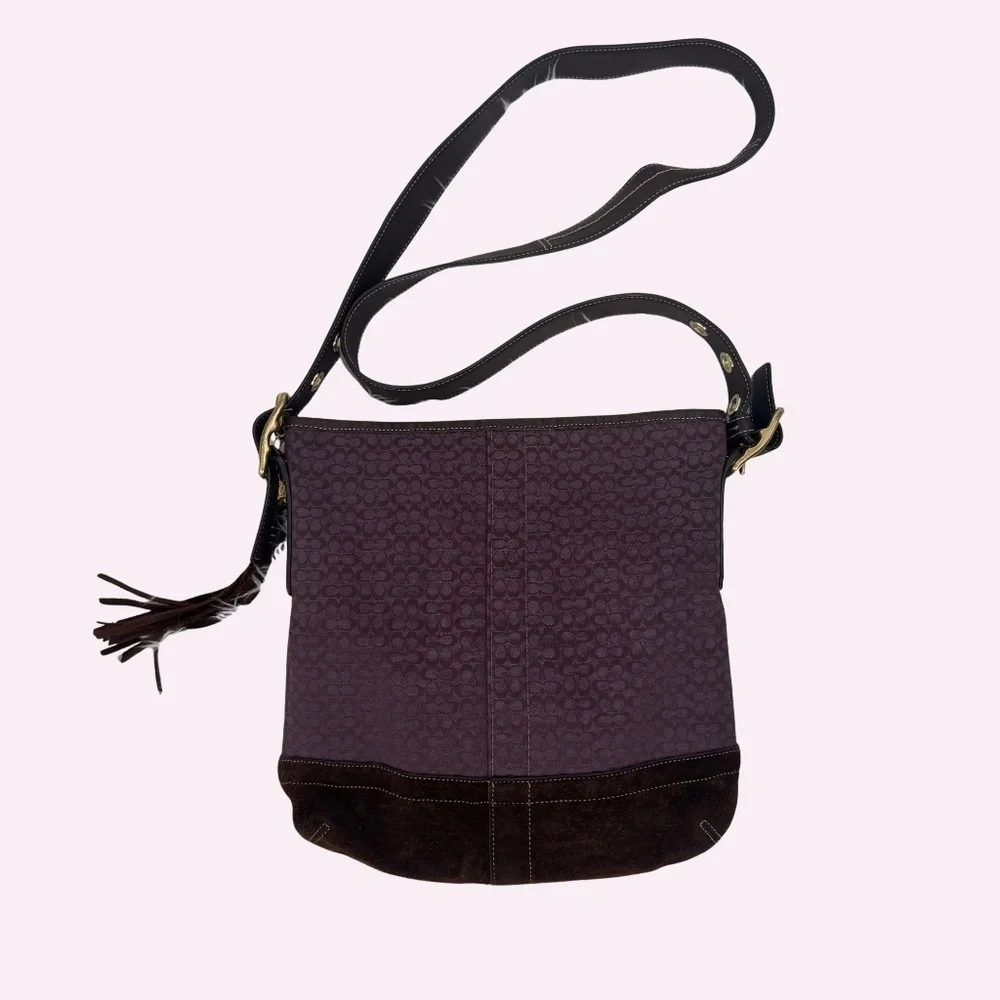 💜 Y2K Vintage Coach Purple Signature Jacquard Crossbody F10417 💜